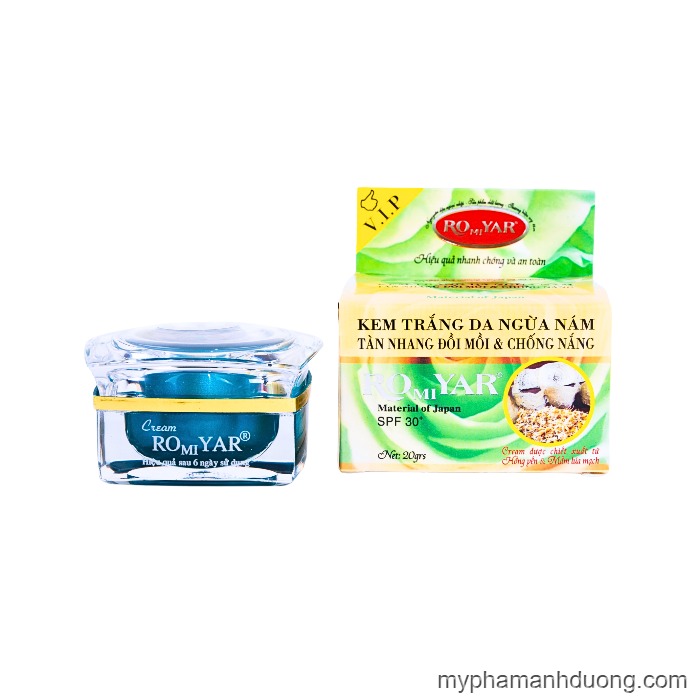 Kem trắng da ngừa nám, tàn nhang đồi mồi, chống nắng vip Romiyar 20g